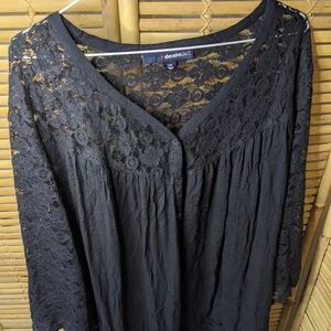 Denim 24/7 Black top with lace shoulder size 24